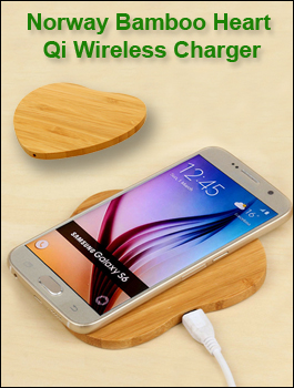 Norway Bamboo Heart Qi Wireless Charger
